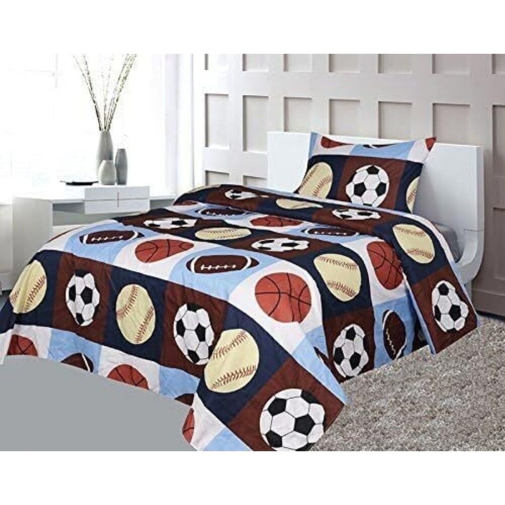 Basketball Twin Sheet Set 3 Piece Kids Bedding Microfiber Soft Machine Washable